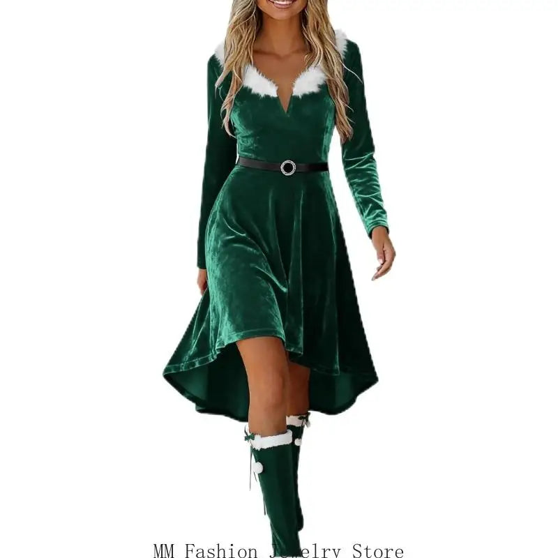 Robe Mère Noël à Franges Femme – Modèle Doré – vue 9