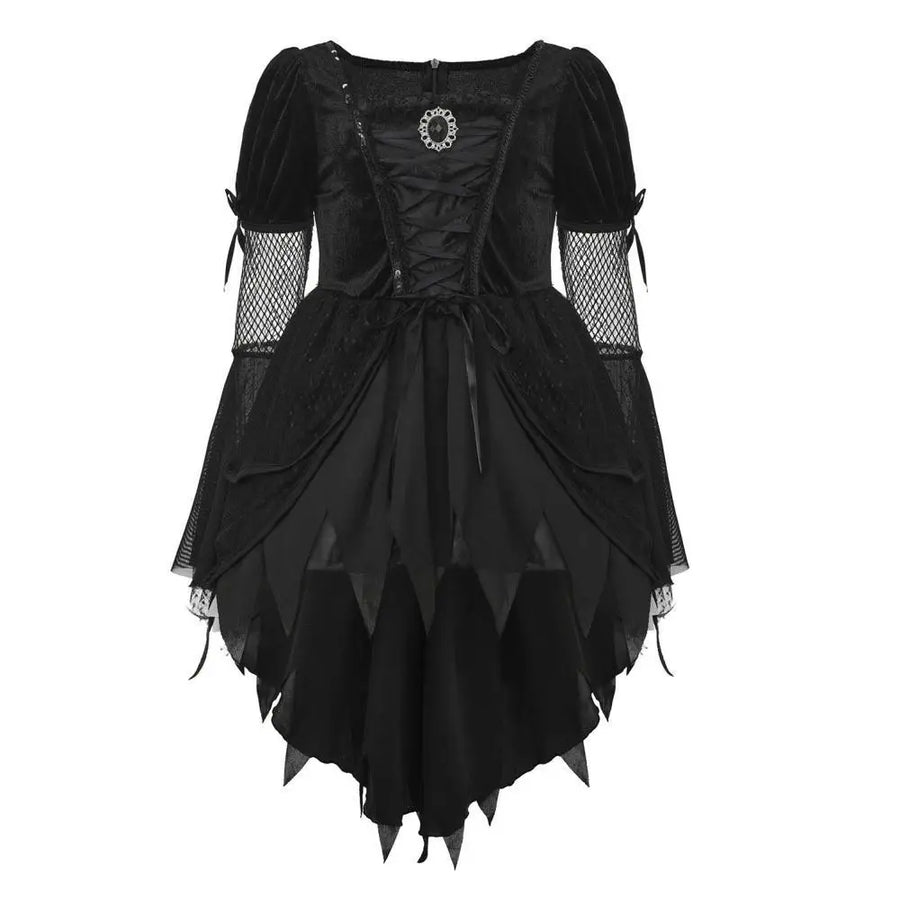 Déguisement Diablesse Gothique Noire à Cornes – Robe Manches Évasées – vue 5
