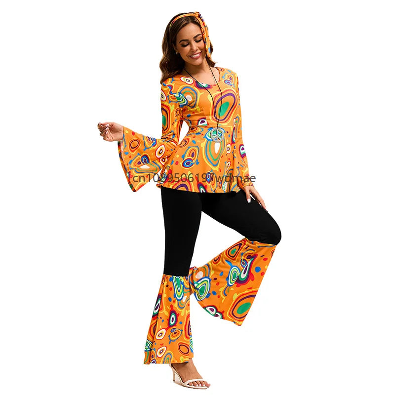 Déguisement Hippie Disco Femme Multicolore avec Bandeau – vue 3