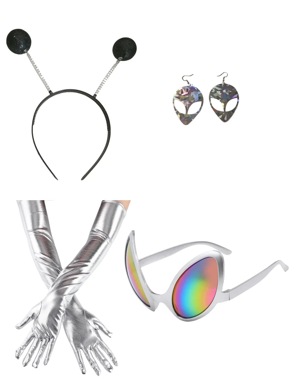 Kit Accessoires Alien – Serre-Tête Antennes et Lunettes – vue 5
