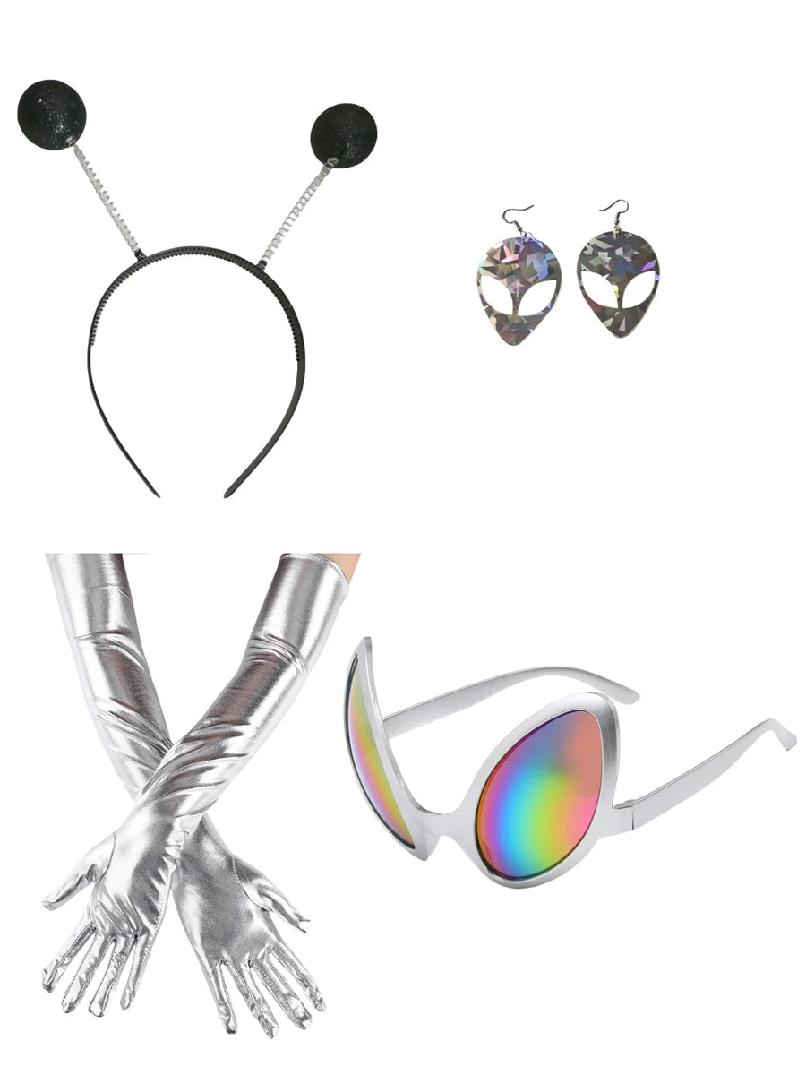 Kit Accessoires Alien – Serre-Tête Antennes et Lunettes – vue 5