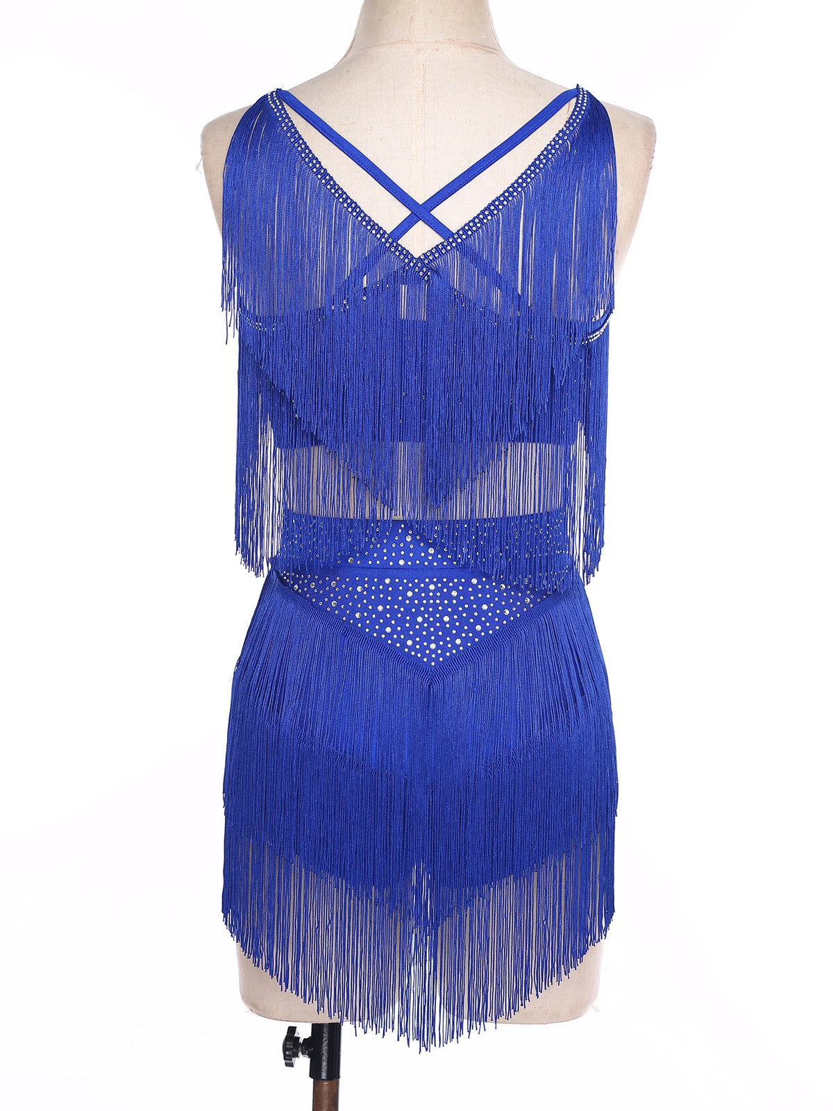 Costume de Danse Samba Latine Femme - Haut à Franges et Jupe à Pompons – vue 3
