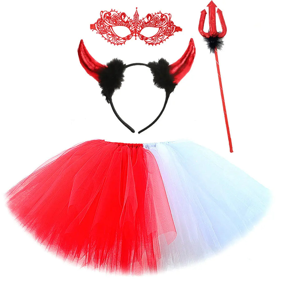 Déguisement Mi-Ange Mi-Démon Fille – Robe Tutu Rouge et Blanche – vue 7