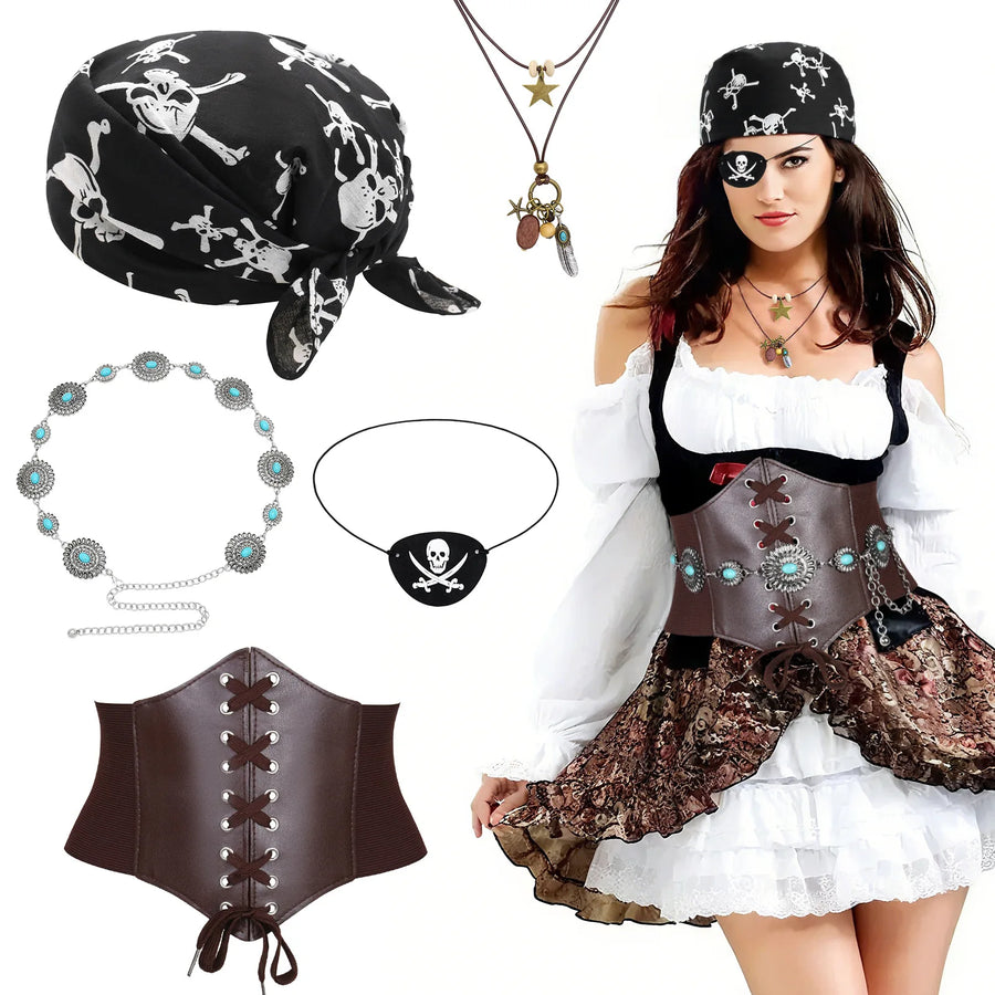 Kit Accessoires Pirate – Foulard et Ceinture Chaîne – vue 7