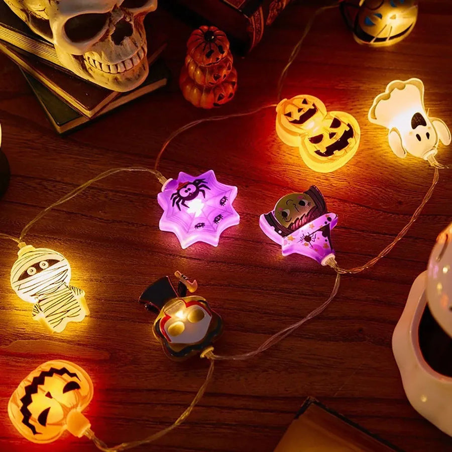 Guirlande LED Halloween – Citrouilles et Fantômes, 1,5 à 6 m