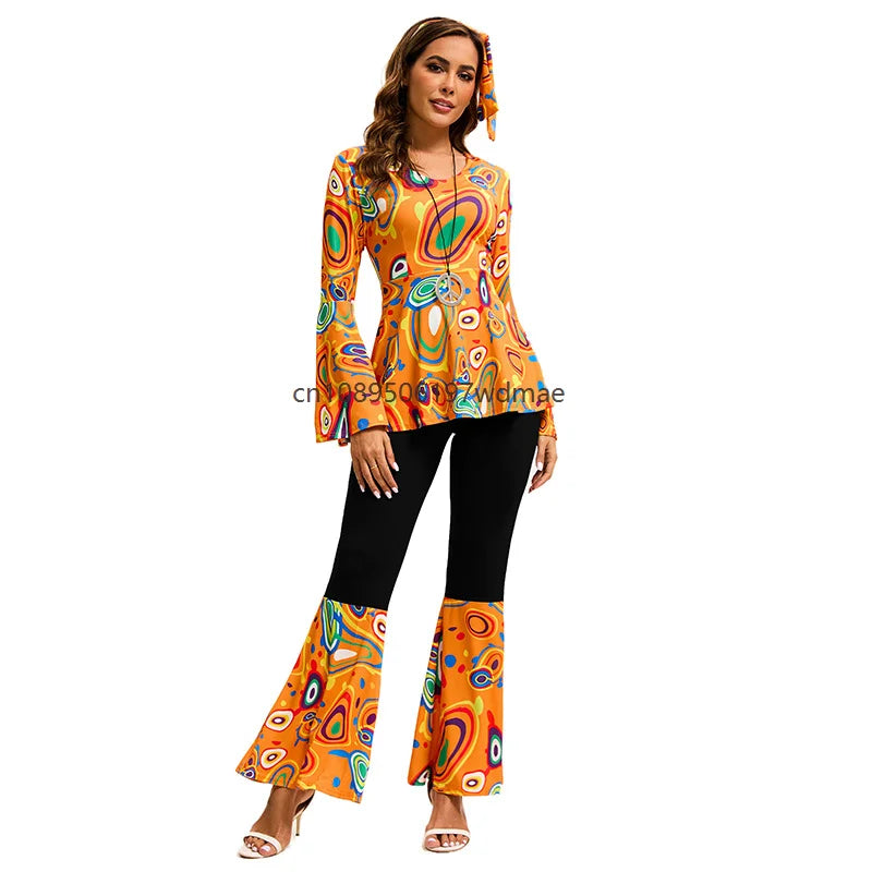 Déguisement Hippie Disco Femme Multicolore avec Bandeau – vue 4