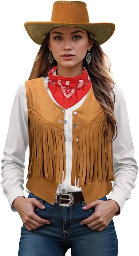 Déguisement Cow-Girl Western – Gilet à Franges et Accessoires