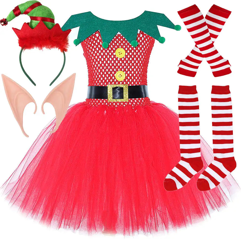 Robe Tutu Lutine Rouge et Verte Fille – vue 9