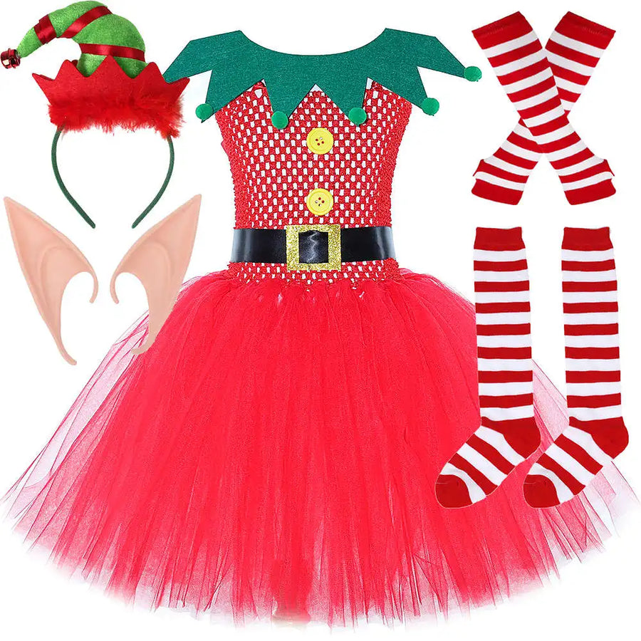 Robe Tutu Lutine Rouge et Verte Fille – vue 9