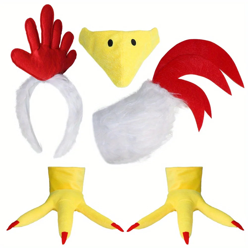 Kit Déguisement Coq – Crête, Queue, Bec et Pattes – vue 2