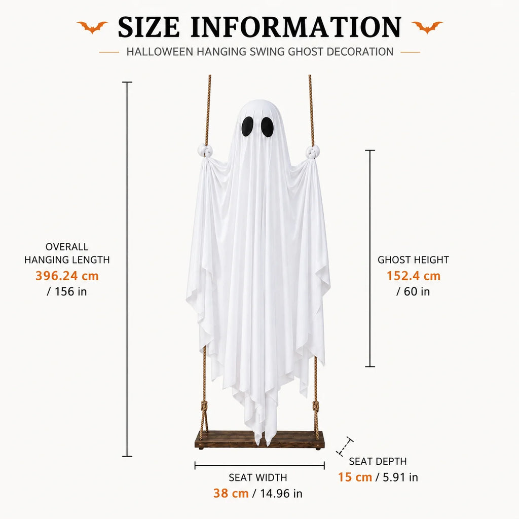 Décoration fantôme blanc à suspendre Halloween – vue 2