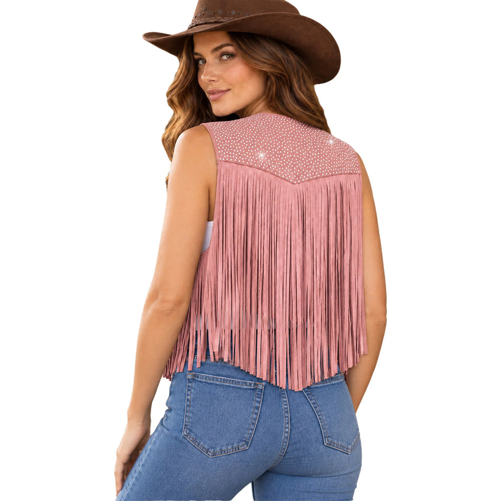 Gilet Cow-Girl à Strass et Franges