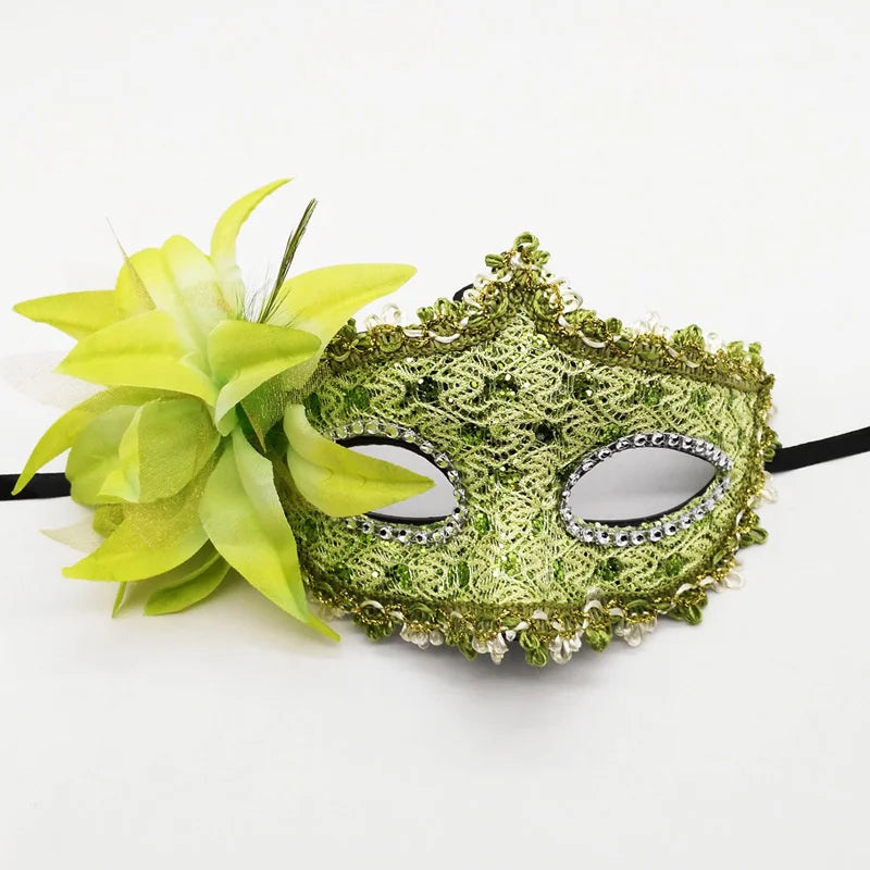 Masque de mascarade dentelle et rose Halloween – vue 14