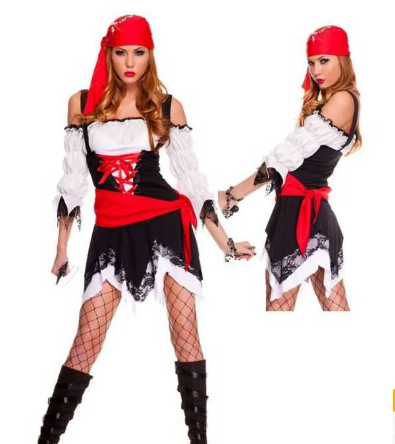 Déguisement Pirate Médiévale Femme – Jupe, Ceinture et Turban