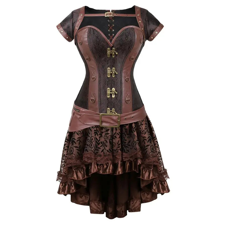 Ensemble Corset Steampunk Sexy et Jupe Asymétrique – vue 19