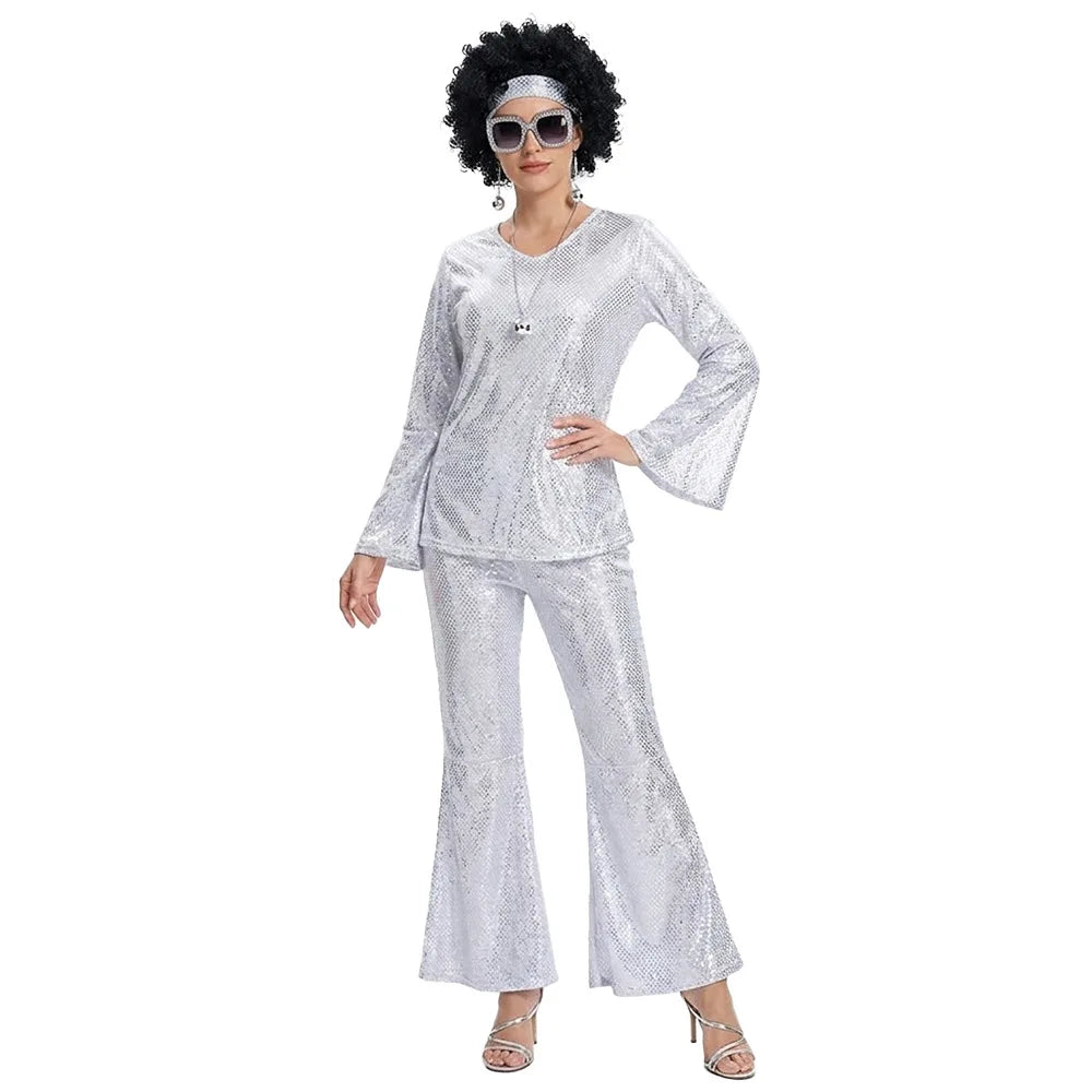 Déguisement Disco Femme Complet avec Lunettes et Perruque – vue 6