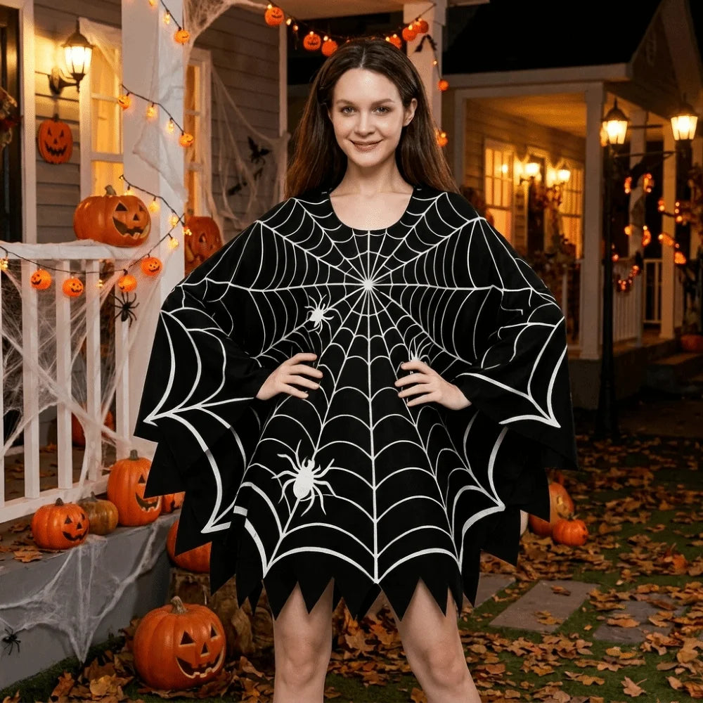 Cape Poncho Toile d'Araignée Noire – Châle Halloween