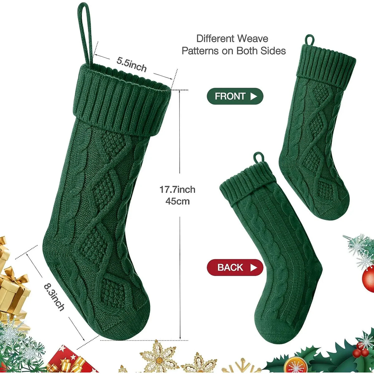 Grande Chaussette de Noël en Maille Torsadée