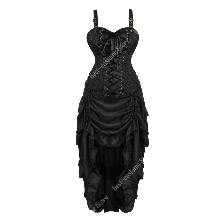 Robe Corset Pirate Steampunk Marron – Grandes Tailles – vue 15