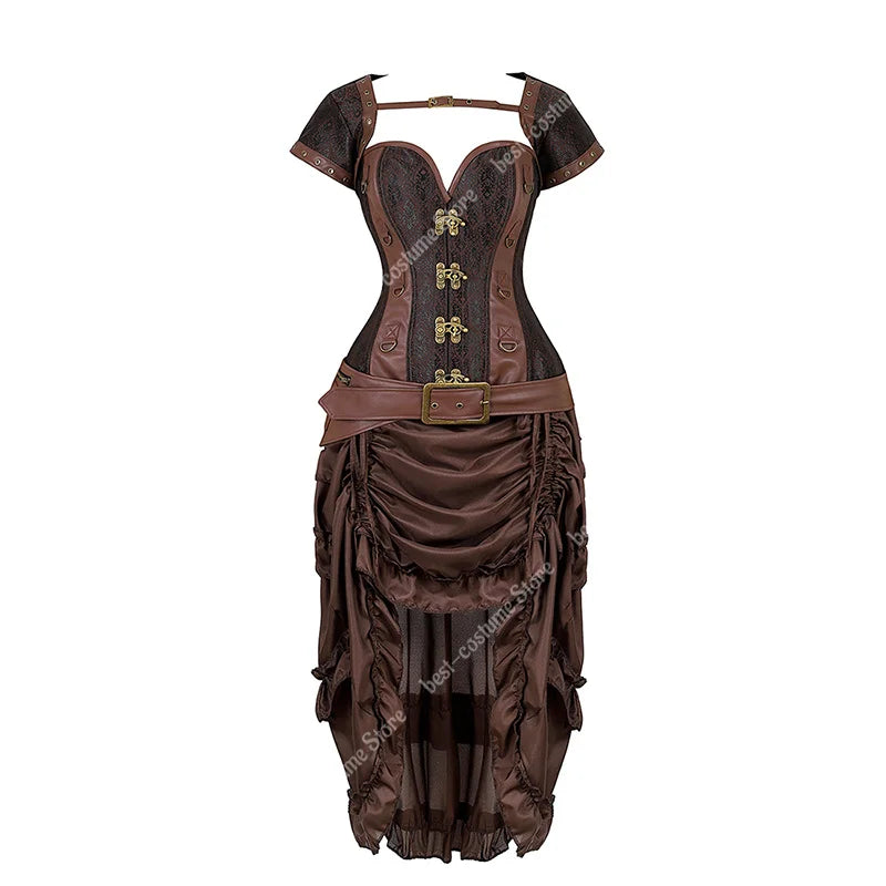 Robe Corset Pirate Steampunk Marron – Grandes Tailles – vue 21