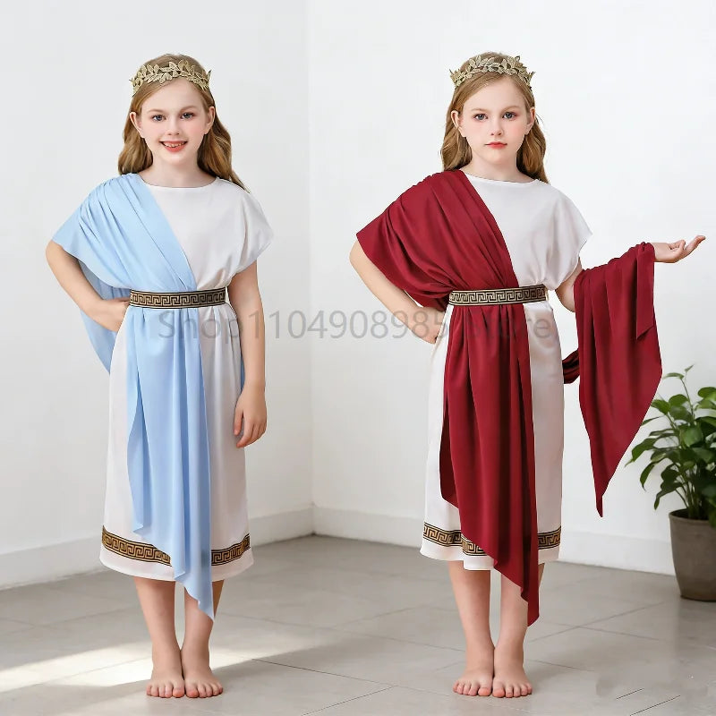 Robe Déesse Grecque Bleue Fille