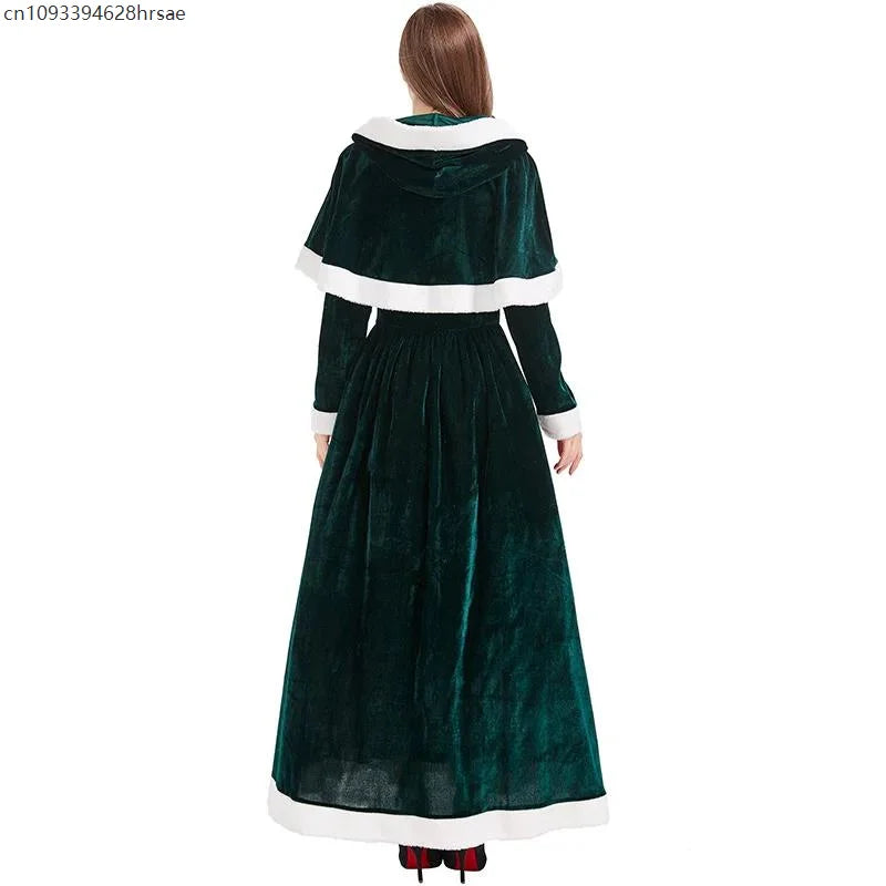 Robe Longue de Noël à Capuche Femme