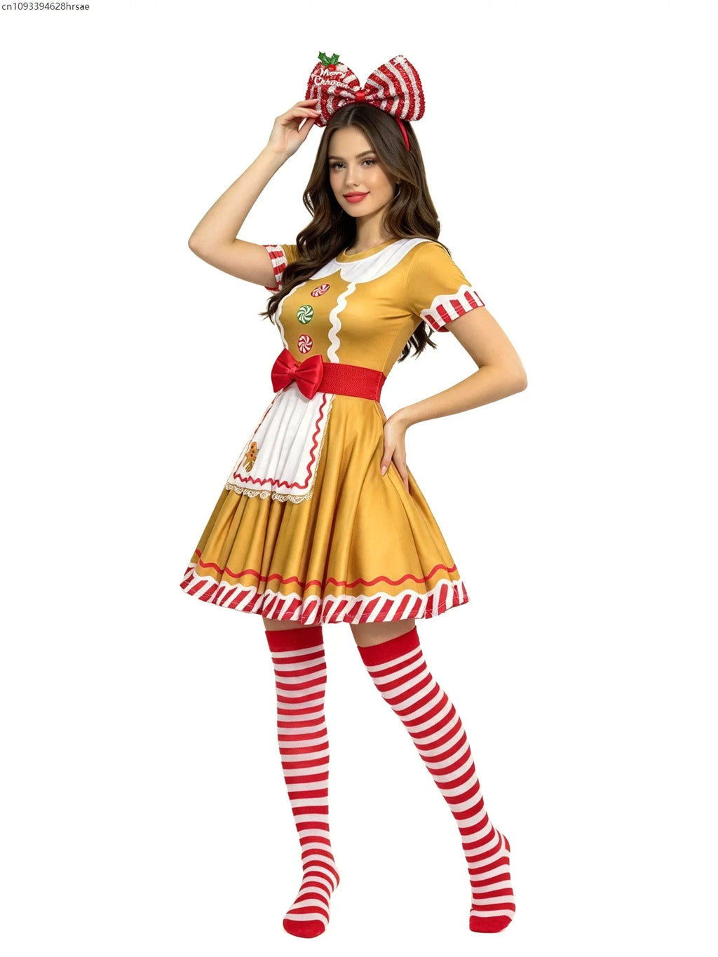 Robe Pain d'Épices Femme avec Serre-Tête et Chaussettes