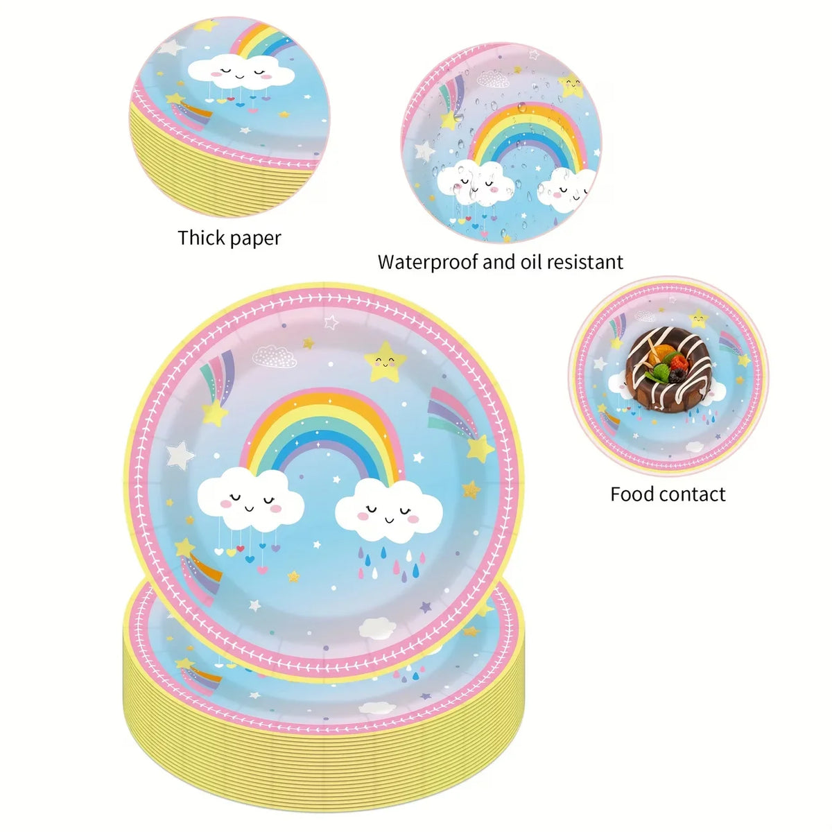 Vaisselle Jetable Nuage Arc-en-Ciel - Assiettes Gobelets Serviettes – vue 5
