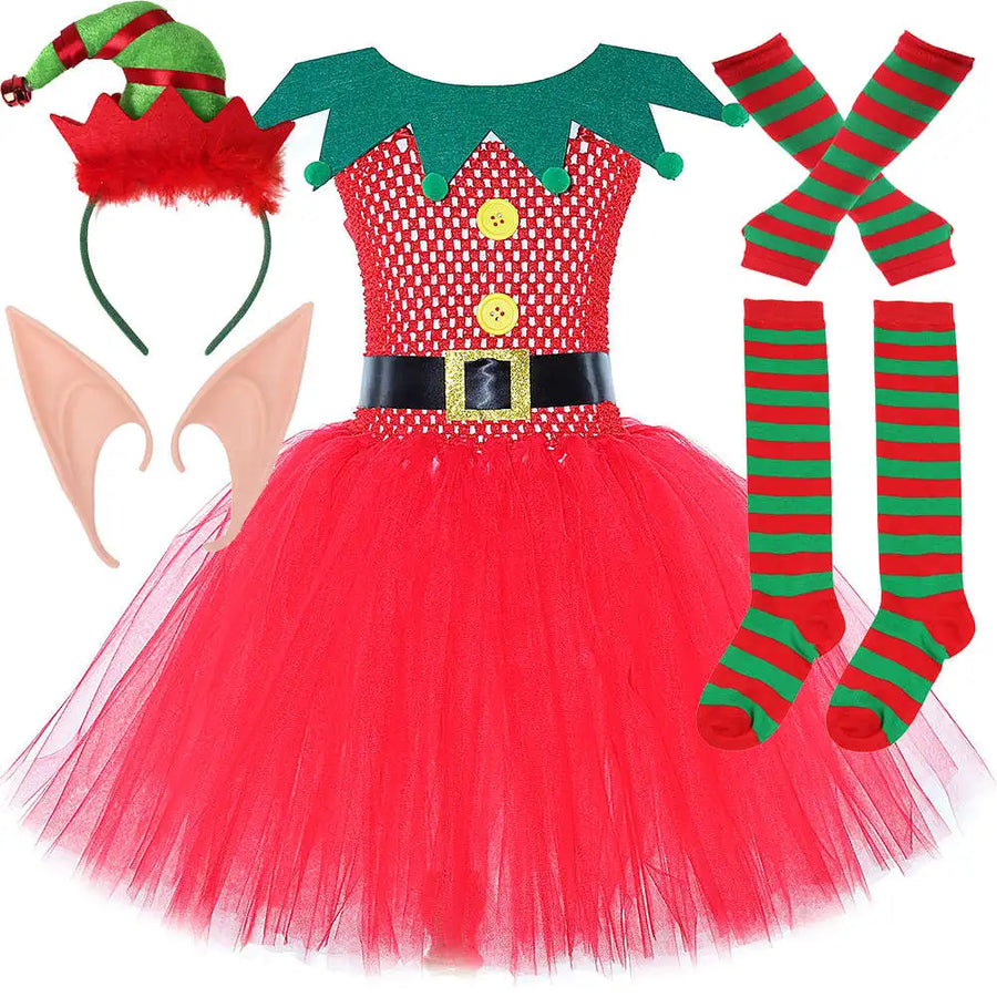 Robe Tutu Lutine Rouge et Verte Fille – vue 11
