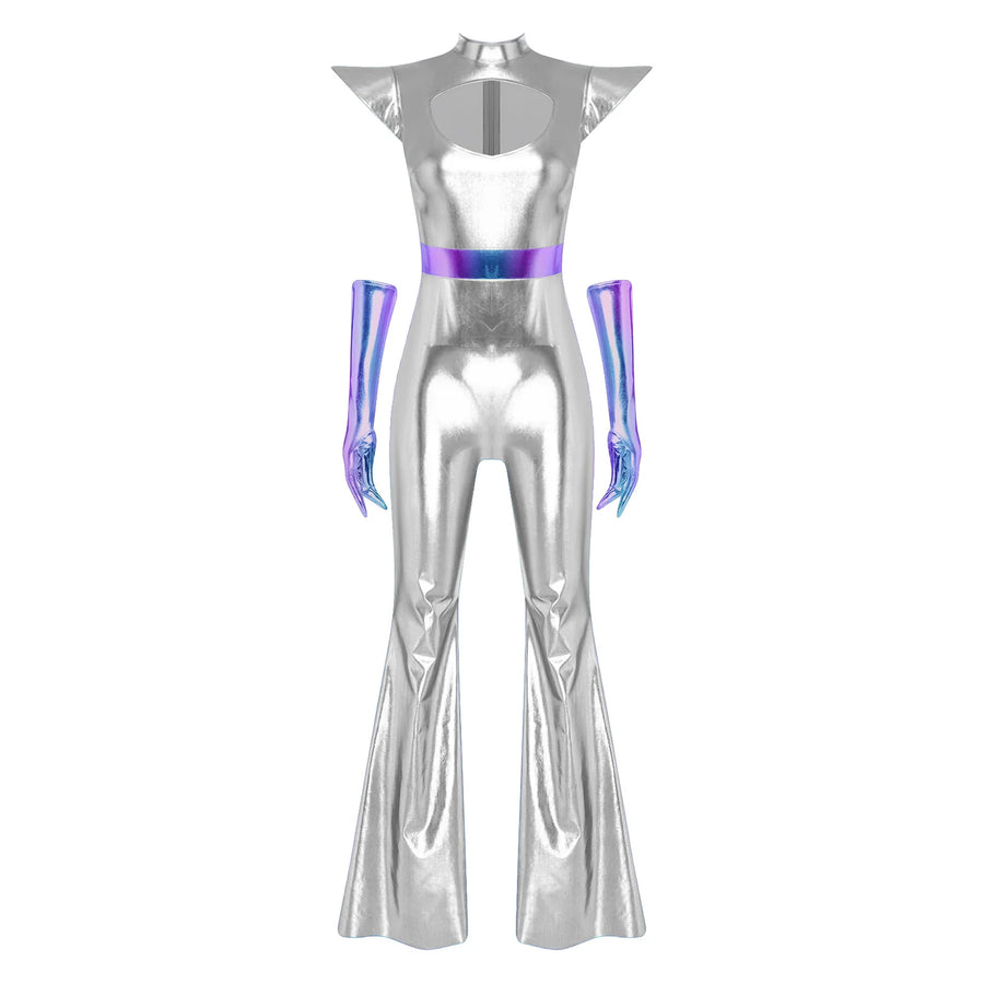 Combinaison Disco Alien Métallisée Femme – vue 9