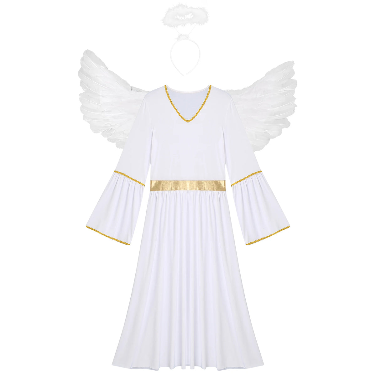 Déguisement Ange Femme 3 Pièces – Robe, Ailes et Coiffe