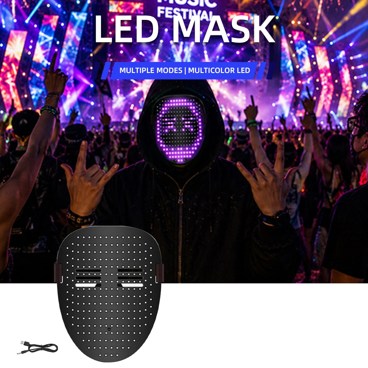 Masque LED à Visages Changeants – Détection de Gestes