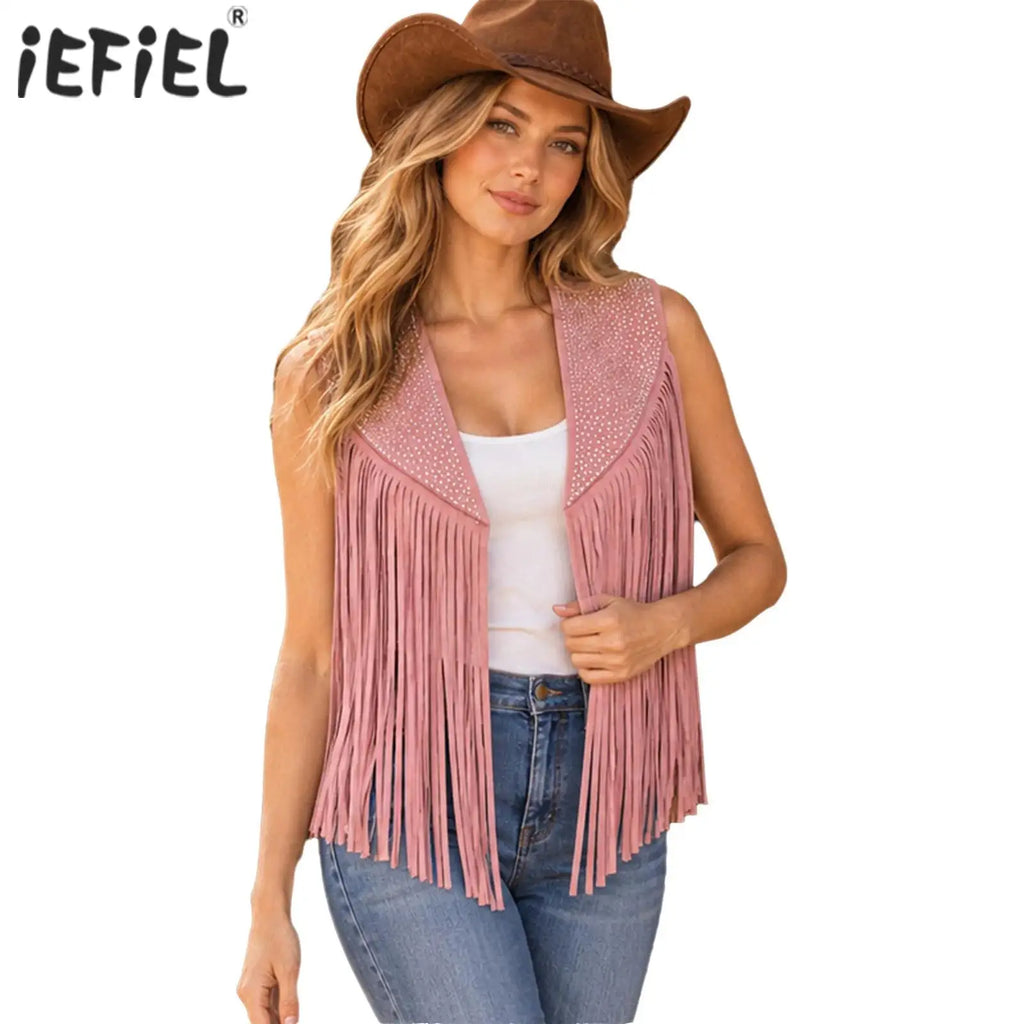 Gilet Cowgirl à Franges et Strass Femme