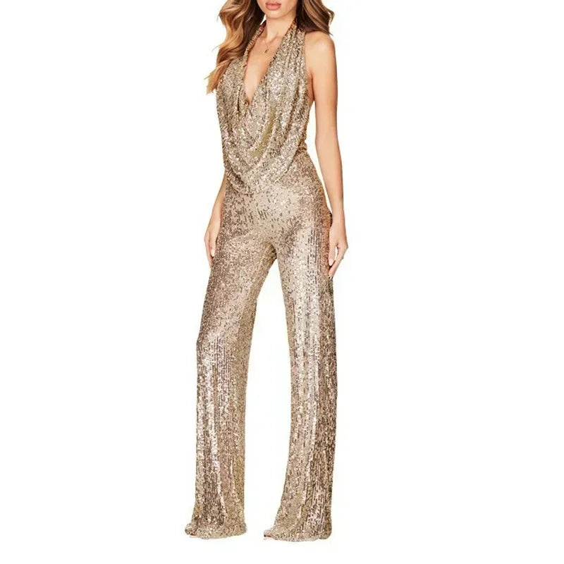 Combinaison Paillettes Femme - Tenue de Soirée Dos Nu – vue 16