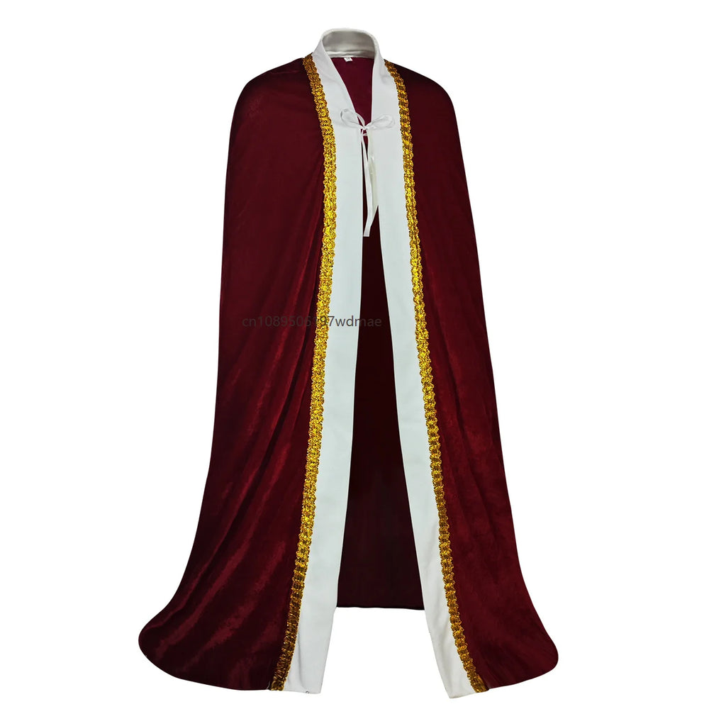 Cape de Roi Médiévale Rouge Bordeaux – Costume Prince Royal – vue 4
