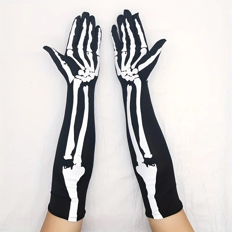 Gants Squelette Longs Élastiques – vue 2