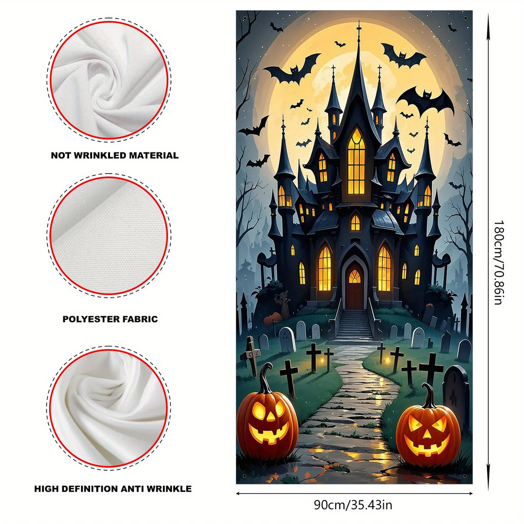 Décoration de Porte Halloween – Château et Fantômes