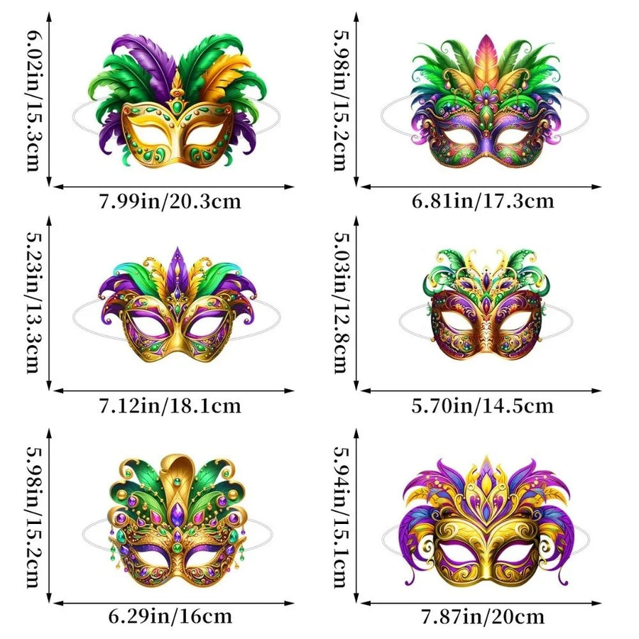 Lot de 6 masques vénitiens en papier Carnaval – vue 4