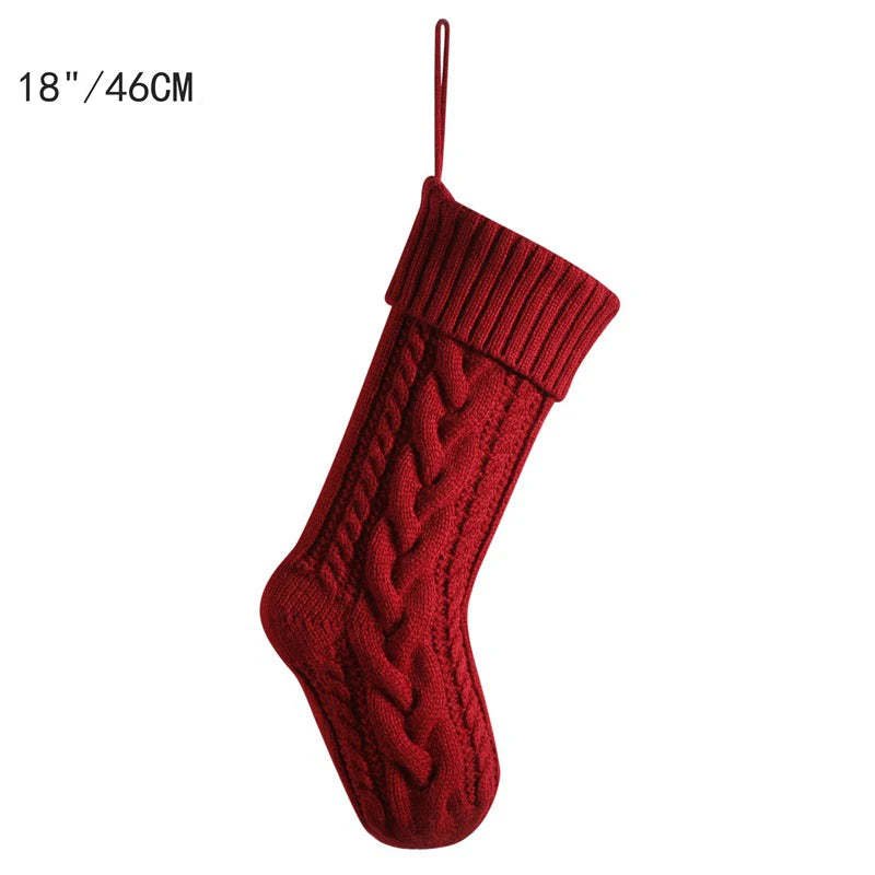 Grande Chaussette de Noël en Maille Torsadée