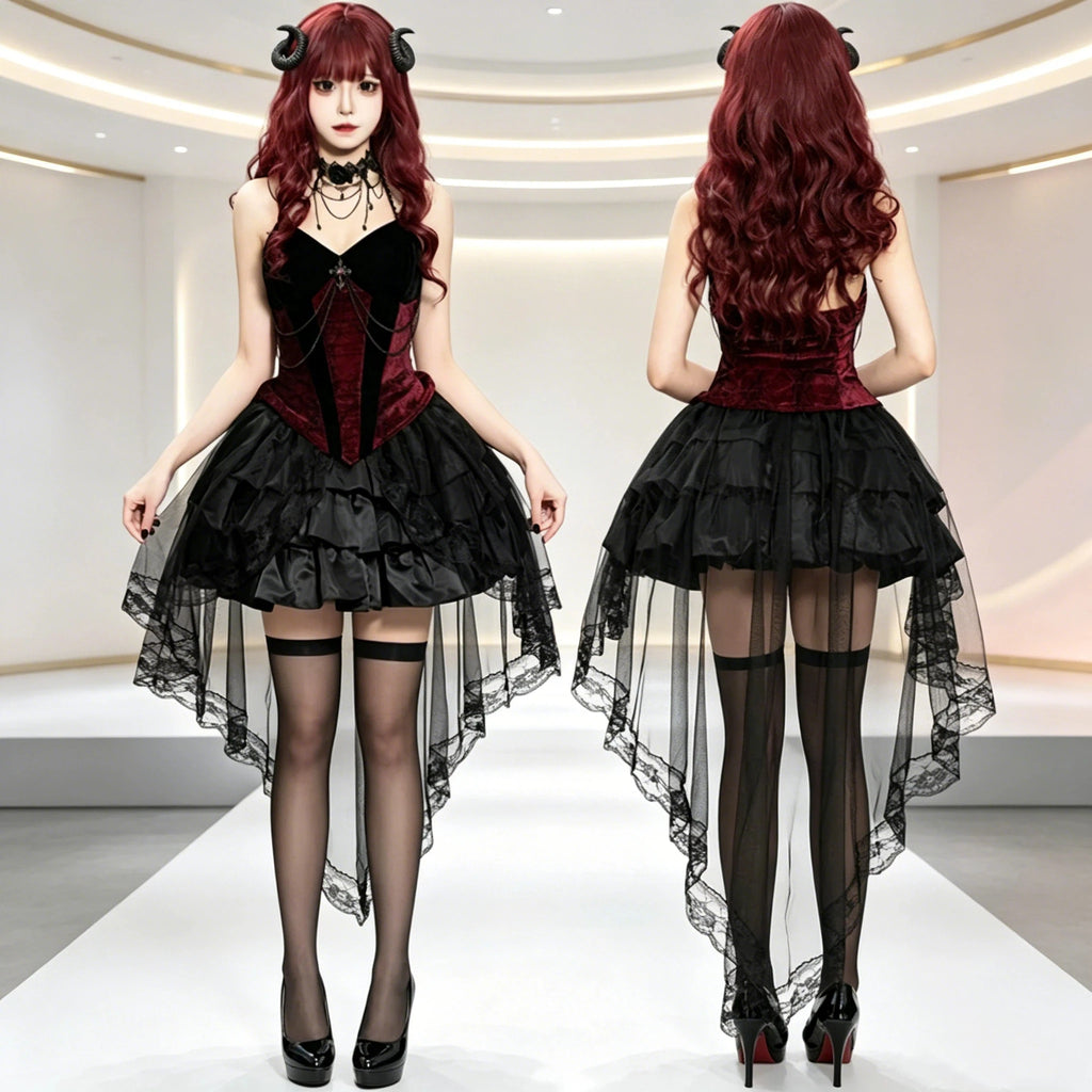 Robe Vampire Gothique Queue-de-Pie Femme – vue 6