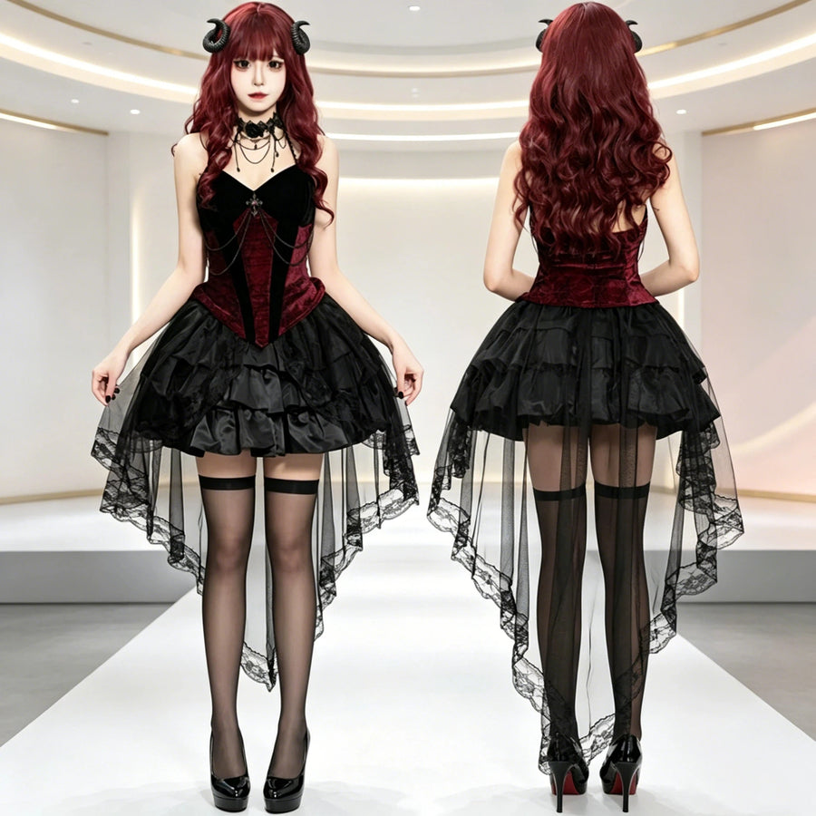Robe Vampire Gothique Queue-de-Pie Femme – vue 6