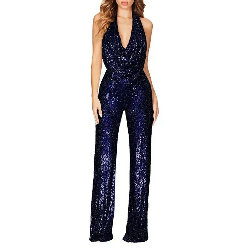 Combinaison Paillettes Femme - Tenue de Soirée Dos Nu – vue 8