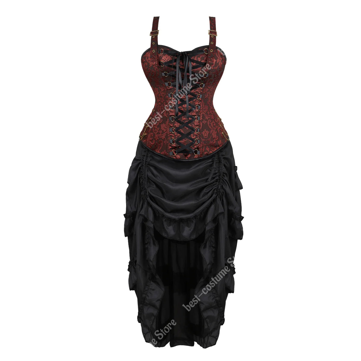 Robe Corset Pirate Steampunk Marron – Grandes Tailles – vue 17