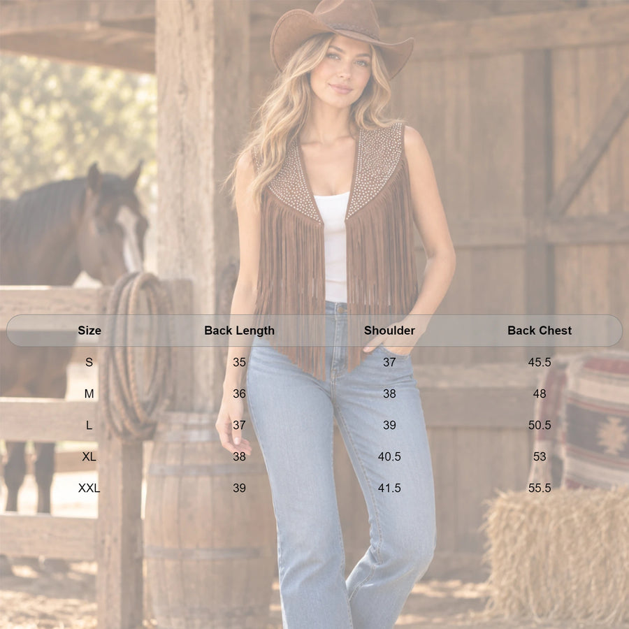 Gilet Cow-Girl à Strass et Franges