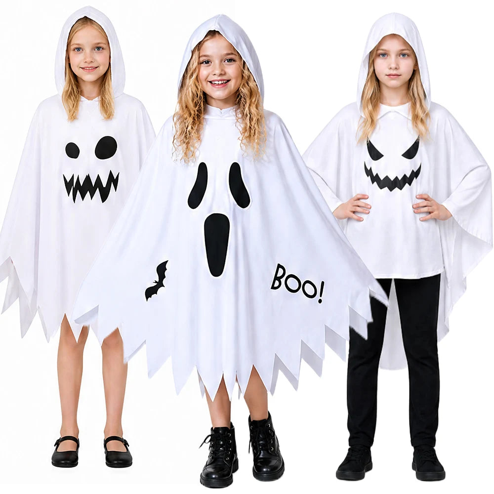 Cape Fantôme Blanc à Capuche Phosphorescente