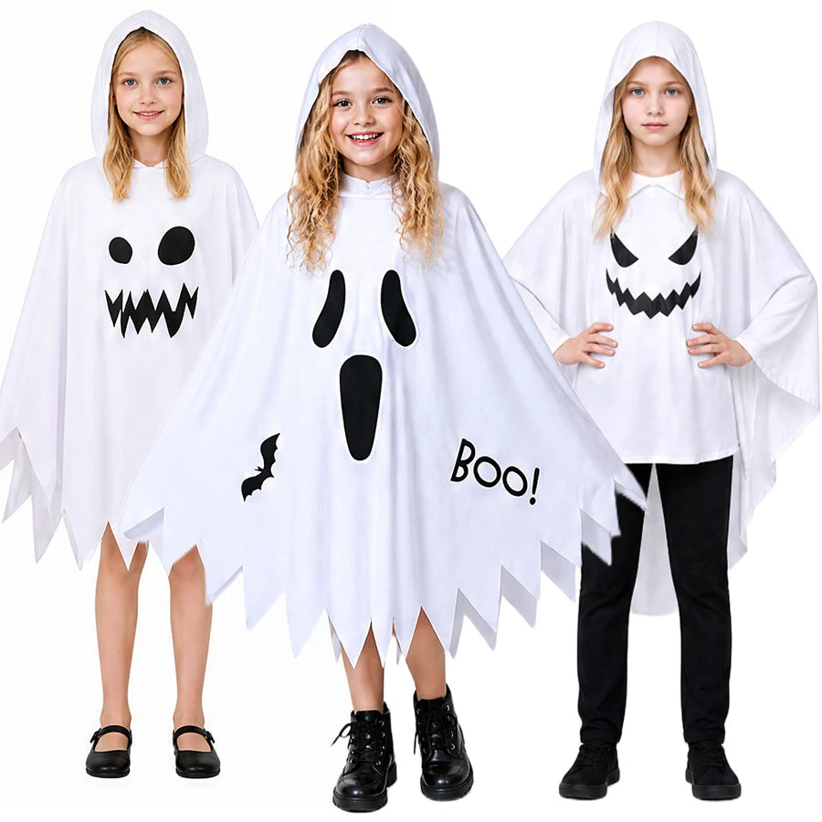 Cape Fantôme Blanc à Capuche Phosphorescente