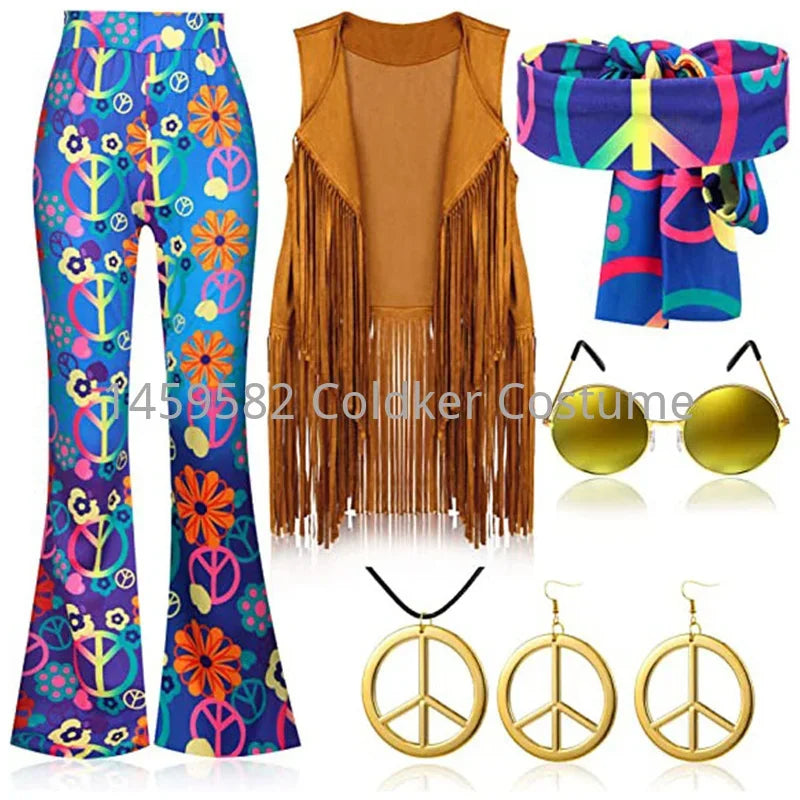 Déguisement Hippie Peace & Love Femme à Franges – vue 3