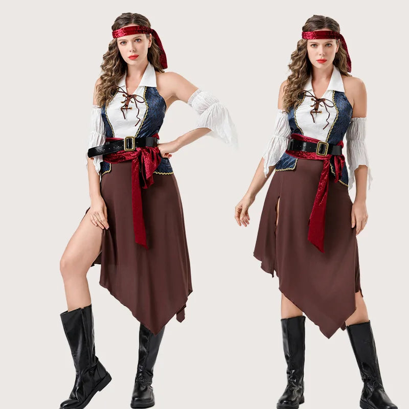 Déguisement Pirate Femme – Ensemble Rouge, S à L