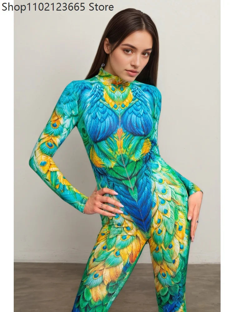 Combinaison Imprimé Perroquet Femme - Costume de Scène Jambes Larges – vue 4