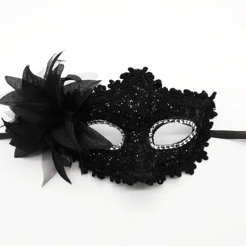 Masque de mascarade dentelle et rose Halloween – vue 13